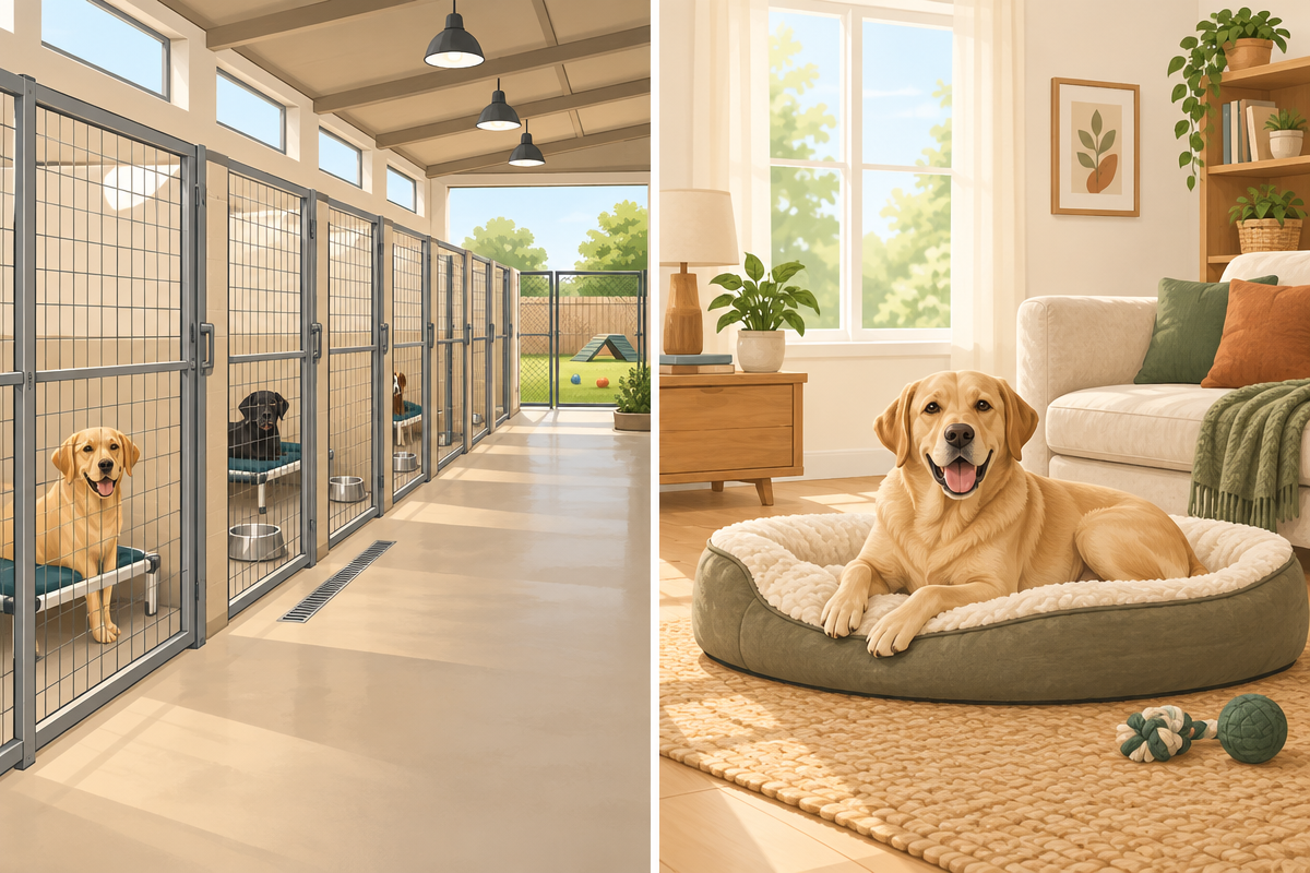 Traditional kennels vs home boarding comparison for dogs in Manchester