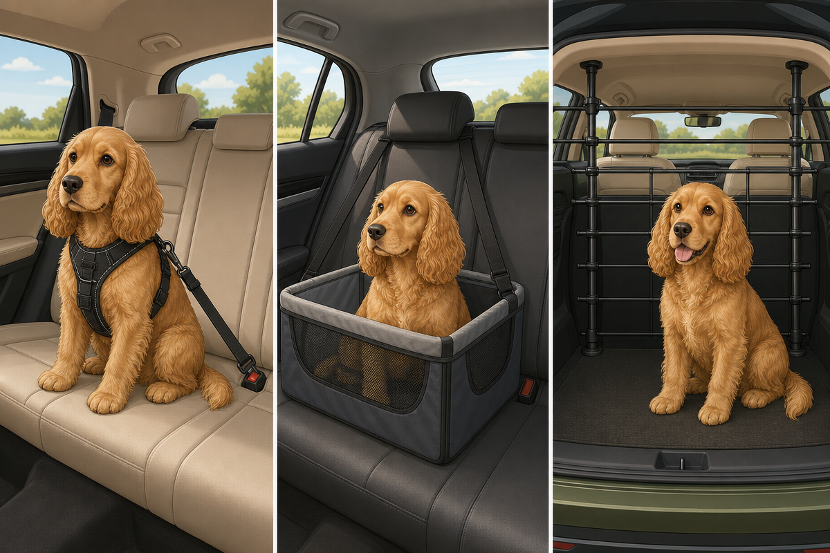 Three dog car restraint options for safe UK driving with pets