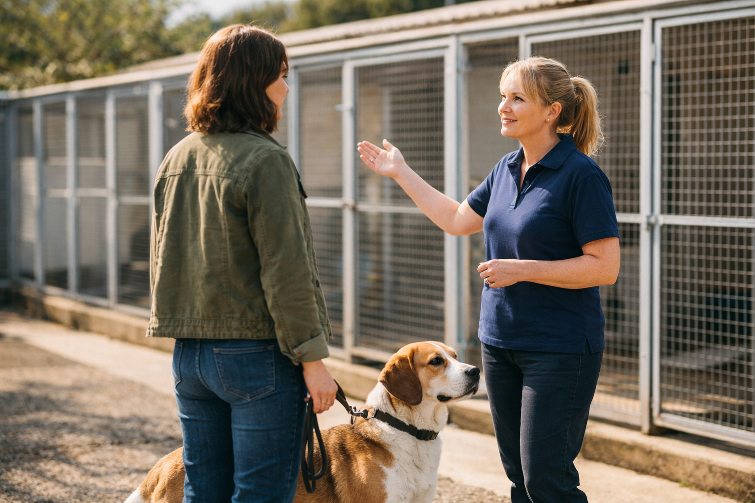 Happy dogs playing in a licensed UK kennel with professional staff supervision