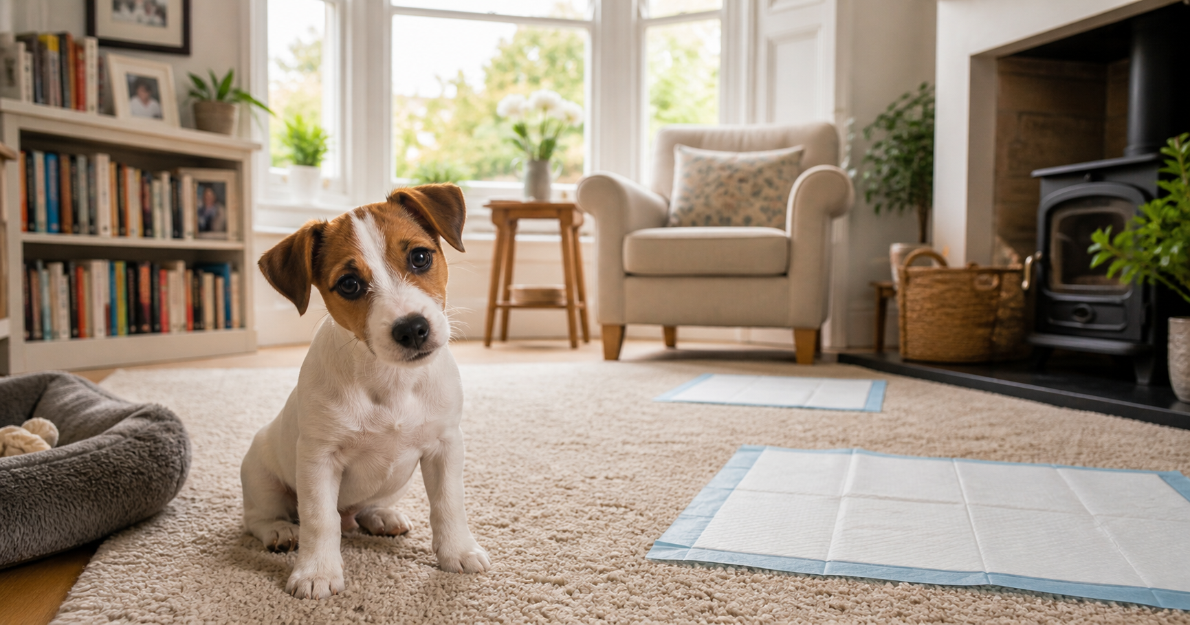 Young Jack Russell puppy in bright UK home ready for new owner training